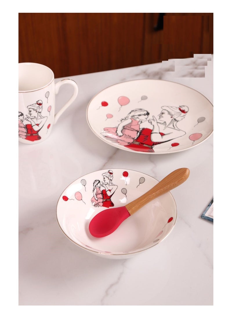MARBLE Multi-color Marble Porcelain Children's Plates Dinner Set PS-4-2114  - Image 1