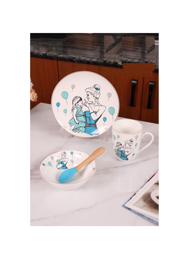 MARBLE Multi-color Marble Porcelain Children's Plates Dinner Set PS-4-2114  - Image 3