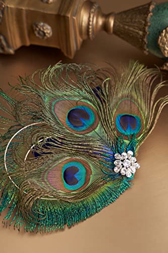 BABEYOND Peacock Feather Hair Clip, 9.8' x 6.3', Style 2, 1 Count, Adult Females, Women's, Handmade with Peacock Feathers and Rhinestones, Art Deco, Feather Shape, J-Clip, 2 Pieces - Image 3