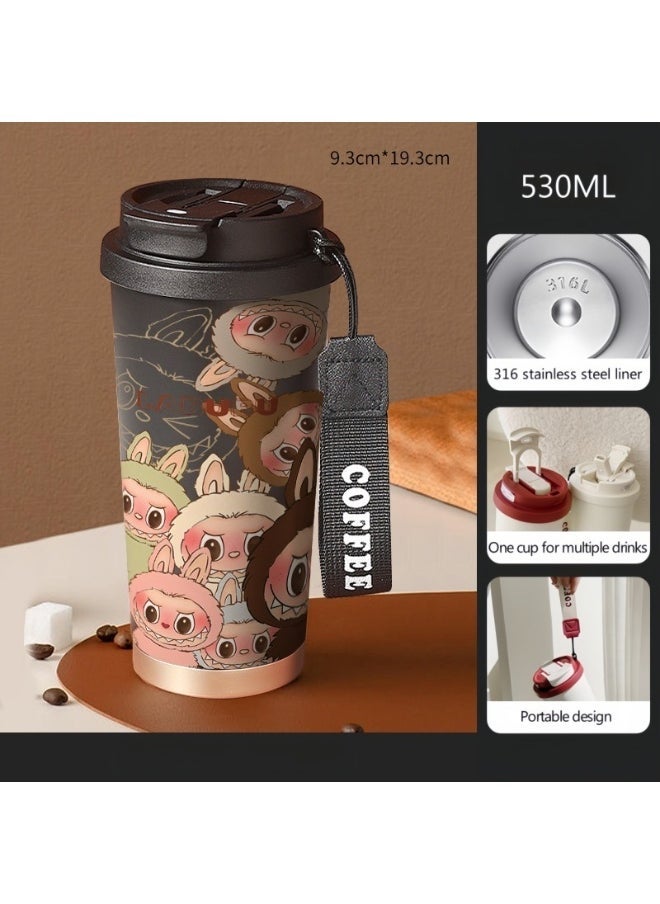 LABUBU كوب لابوبو المعزول بالفولاذ المقاوم للصدأ 316، 530 مل لكوب القهوة البارد المعزول - Image 1