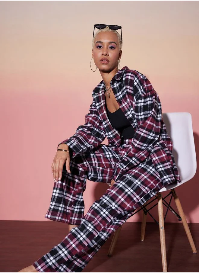 ساسافراس Checked Long Sleeve Shirt & Pants Co-Ords by Styli