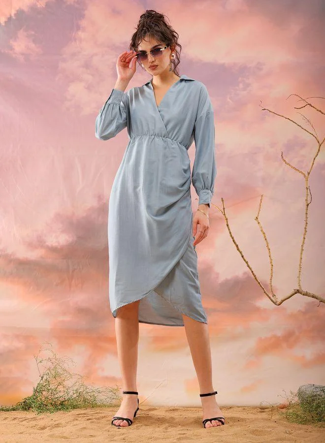 Women Regular Fit Casual Solid Wrap Dress