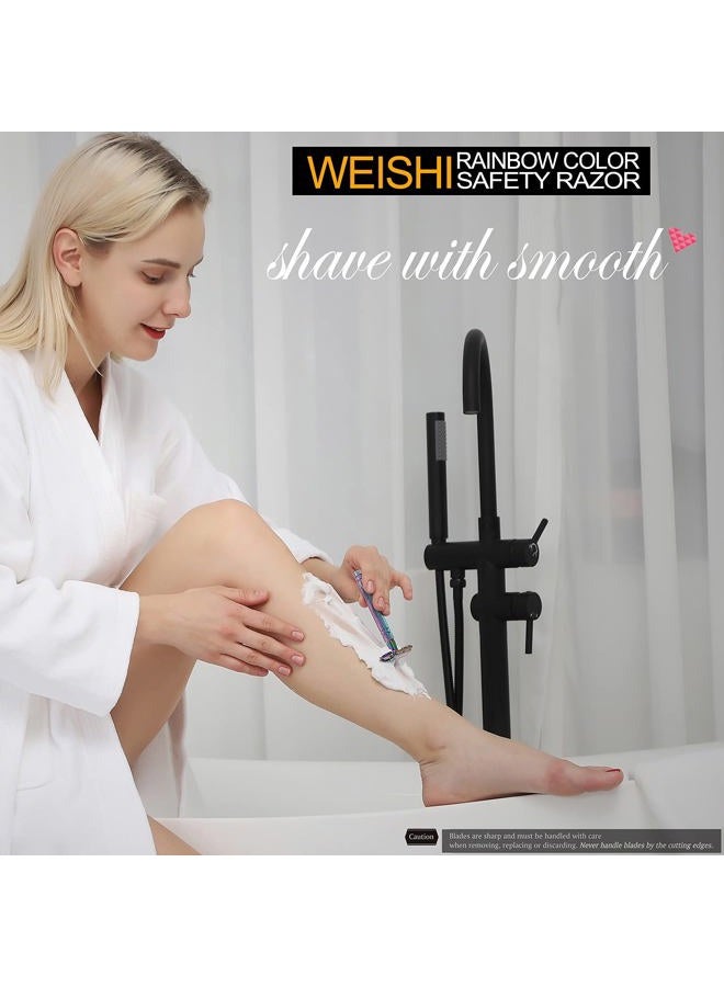 WeiShi شفرة حلاقة مزدوجة الحافة بيد طويلة ملونة قوس قزح مميزة - Image 5