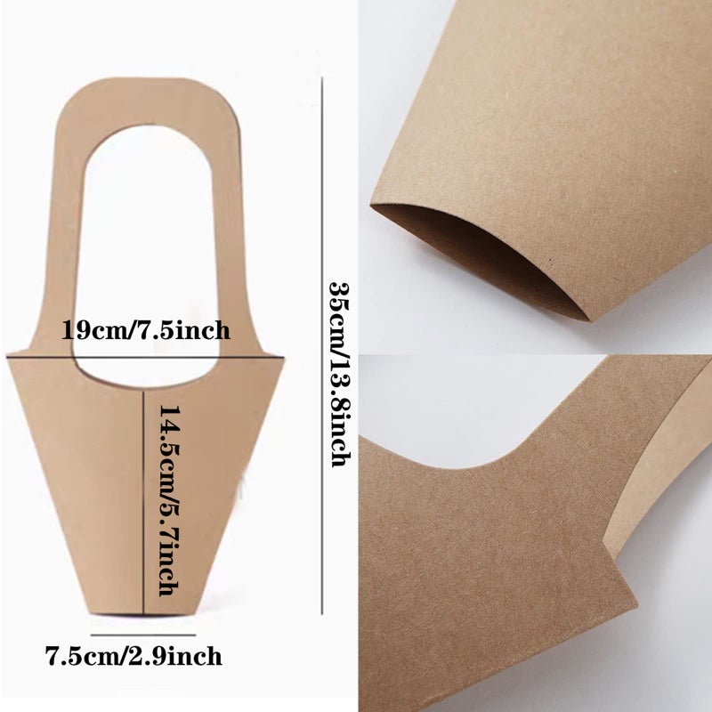 Tergy 20Packs Kraft Paper Flowers Gift Bags Brown Hanging Bouquet Wrapping Bags For Home Decoration (14Inches) - Image 2