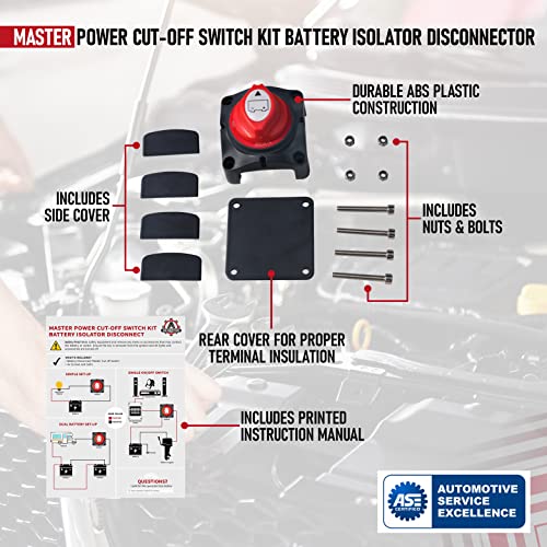 AA Ignition Master Battery Switch Kit with Screws 12-48V - Power Cut-Off Switch - Battery Isolator Disconnect for Cars, Trucks, RV, Campers, Boats - Waterproof On-Off Function Automotive, Marine - Image 4