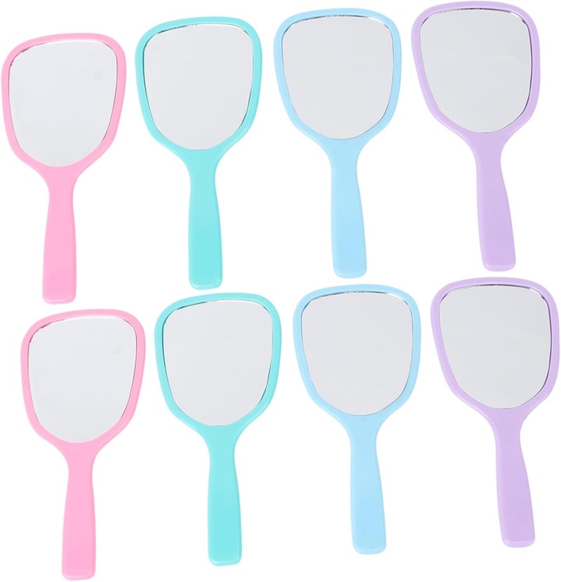 8pcs Handheld Pocket Mirrors Candy Colors Single-Sided Makeup Mirrors Portable Mini Cosmetic for Women Travel in Green Purple Pink Sky Blue - Image 1