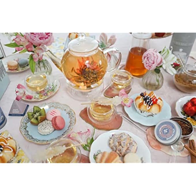 Teabloom Celebration Teapot Warmer  Standard Size 5Inch Diameter  Heatproof Borosilicate Glass Tea Warmer  Tealight Candle Included - Image 2