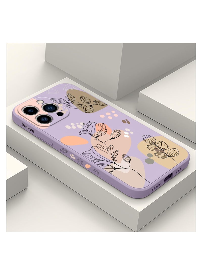 غطاء هاتف iPhone 12 Pro Max بتصميم زهرة فراشة فضائي لطيف، مع بطانة ناعمة من الألياف الدقيقة ومصنوع من السيليكون السائل النحيف، متوفر باللون البنفسجي الفاتح. - Image 1