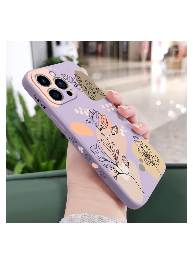 غطاء هاتف iPhone 12 Pro Max بتصميم زهرة فراشة فضائي لطيف، مع بطانة ناعمة من الألياف الدقيقة ومصنوع من السيليكون السائل النحيف، متوفر باللون البنفسجي الفاتح. - Image 3