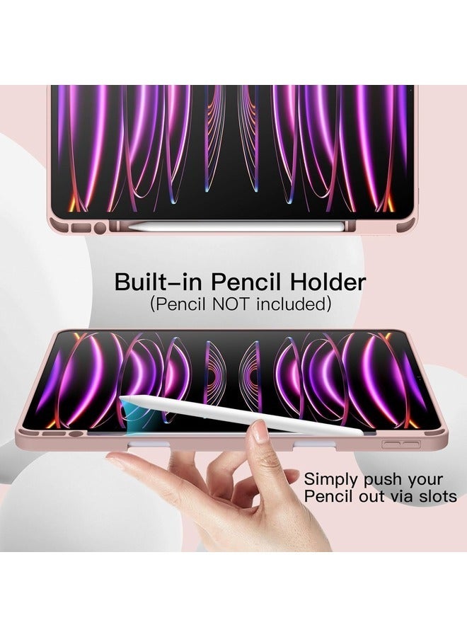 "2024 iPad Pro 13-Inch Smart Case with Pencil Holder – Pink, Touch ID Compatible & Auto Wake/Sleep" - Image 3