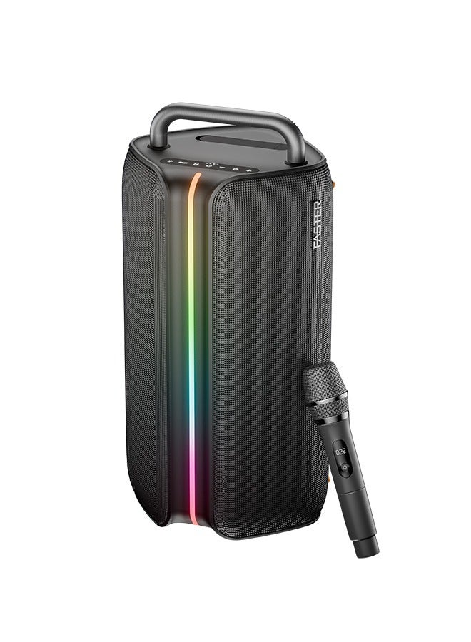 Faster X400 Wireless Speaker 110W- Portable Bluetooth Party Speaker with Wireless Mic-Advanced Bluetooth 5.3 TWS Mode USB RGB Lights Bass Adjustment MP3 Player- 7Hrs Playtime 4.75 Inches Dual Woofers Fast Charging Multifunctional Buttons Solid Metal Handle Home Party Camping Outdoor Travel Beach Pool Work and Relaxation Gifts for All - Image 1