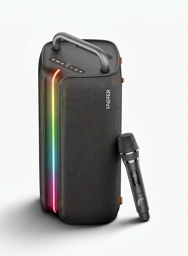 Faster X400 Portable Bluetooth Speaker 110W - Outdoor Party Speaker with Wireless Mic - Advanced Bluetooth 5.3, TWS Modes, USB, RGB Lights, Bass Adjustment, FM Radio, TF AUX Inputs - 4 Inch Dual Woofers, Fast Charging, Multifunctional Buttons - Solid Metal Build For Camping, Outdoor Travel, Beach, Pool - Image 1