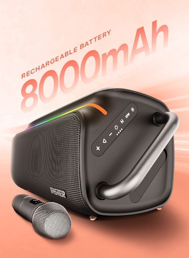 Faster X400 Portable Bluetooth Speaker 110W - Outdoor Party Speaker with Wireless Mic - Advanced Bluetooth 5.3, TWS Modes, USB, RGB Lights, Bass Adjustment, FM Radio, TF AUX Inputs - 4 Inch Dual Woofers, Fast Charging, Multifunctional Buttons - Solid Metal Build For Camping, Outdoor Travel, Beach, Pool - Image 5
