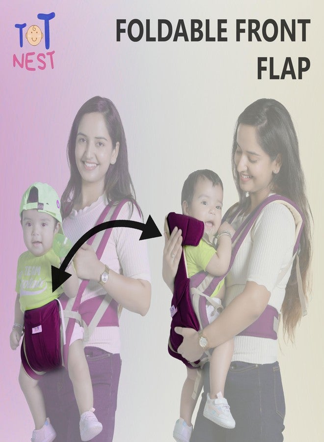 TOT NEST Elegant Baby Carrier with 4 carry positions, Max weight Up to 13 Kgs, Baby Carrier for 4 to 24 months baby, Adjustable New-born to Toddler Carrier with cushioned leg support (Purple) - Image 2
