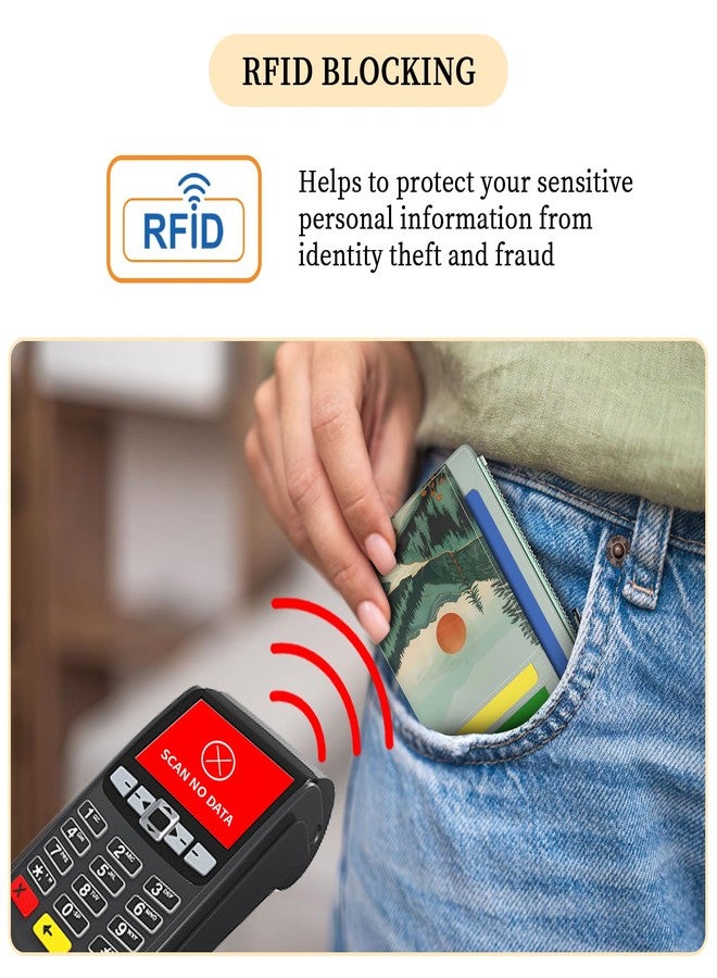 محفظة هانسينير النحيفة للنساء، حامل بطاقات ائتمان، مزودة بتقنية RFID، حافظة بطاقات صغيرة، جيب أمامي، جلد صناعي، رفيعة، سحاب للسفر، نافذة للعملات المعدنية والنقدية وبطاقة الهوية، محفظة للبنات، هدية مثالية، لون أخضر جبلي. - Image 4