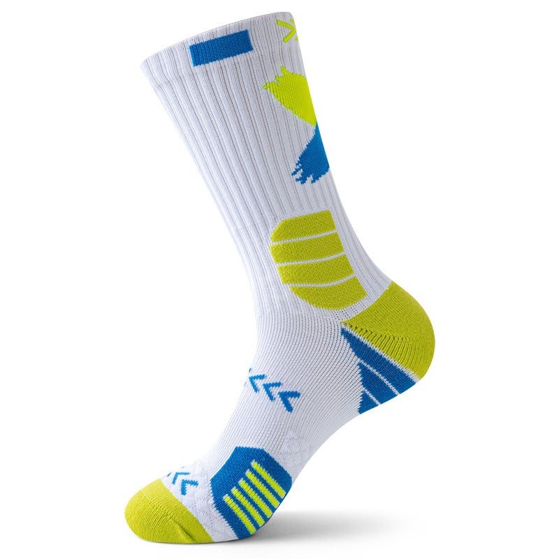 Generic Mens Cushioned Basketball Socks Mid-Calf Non-Slip L03-10 heel yellow