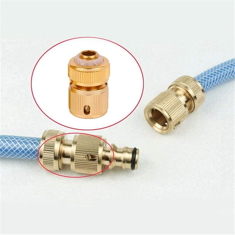 ELECDON Hose Connector, 4Pcs Brass 1/2 Inch Garden Hose Connector Garden Watering Water Tap Hose Adaptor Fitting - Image 2