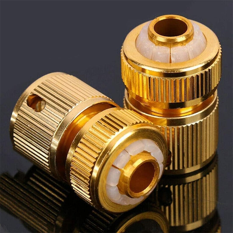 ELECDON Hose Connector, 4Pcs Brass 1/2 Inch Garden Hose Connector Garden Watering Water Tap Hose Adaptor Fitting - Image 4