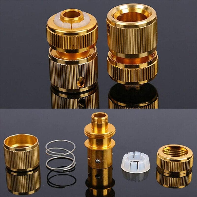 ELECDON Hose Connector, 4Pcs Brass 1/2 Inch Garden Hose Connector Garden Watering Water Tap Hose Adaptor Fitting - Image 3