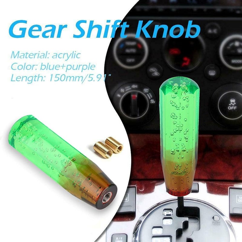 Universal Two Color Crystal Shift Knob, Manual Gear Stick Lever Head with Ergonomic Design, Includes 8mm and 10mm Threaded Adapters for Most Manual Vehicles (Green and Brown) - Image 2