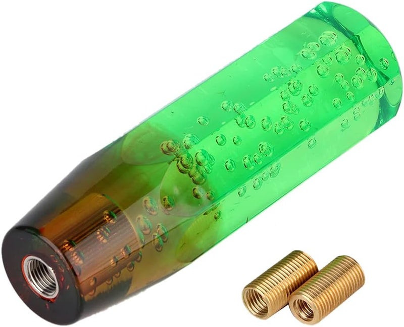 Universal Two Color Crystal Shift Knob, Manual Gear Stick Lever Head with Ergonomic Design, Includes 8mm and 10mm Threaded Adapters for Most Manual Vehicles (Green and Brown) - Image 1