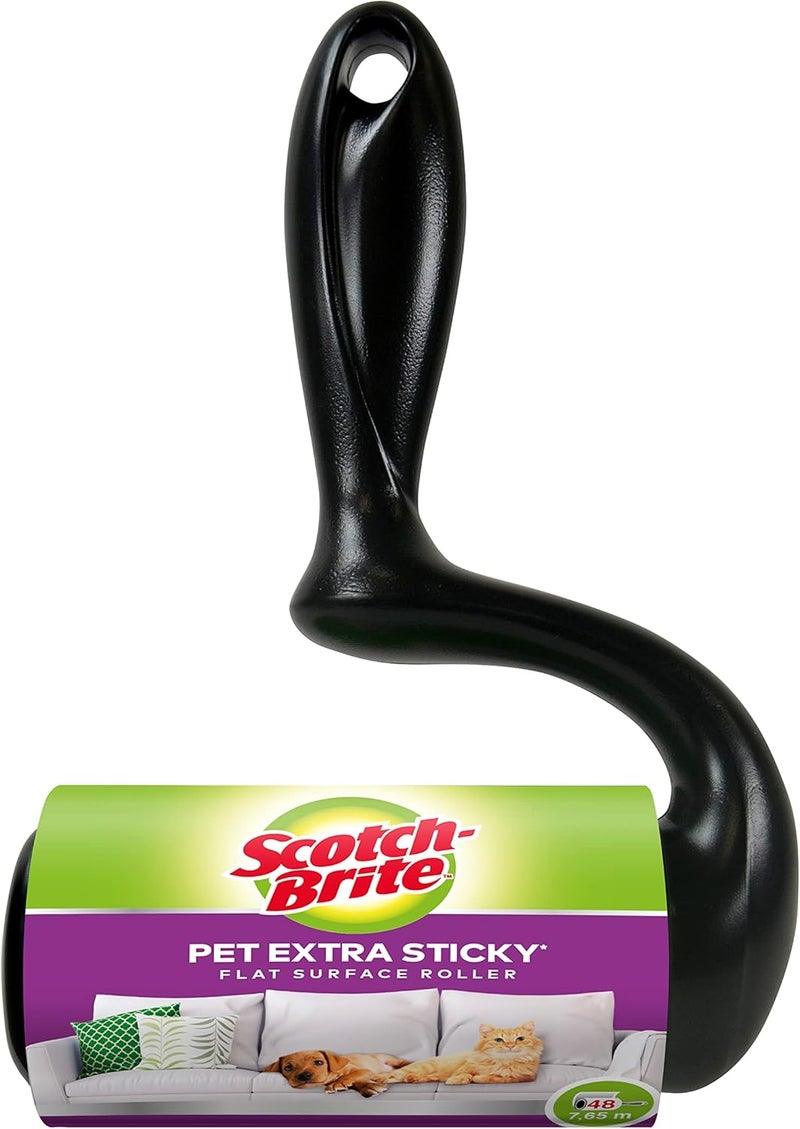 Scotch Brite Pet Extra Sticky Lint Roller Flat Surface 48 Sheets, 1 roller/pack | Ideal for cleaning animal hair from Clothes and Fabric | Portable and Reusable Lint Remover Clothes, Sofa, Carpet - Image 1