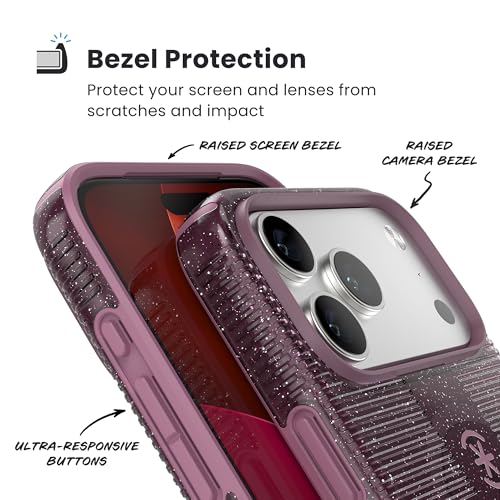 Speck CANDYSHELL Grip MS Case for iPhone 17 Pro Max Plumberry Glitter Slim Protective Grip Drop Protection MagSafe Compatible - Image 3