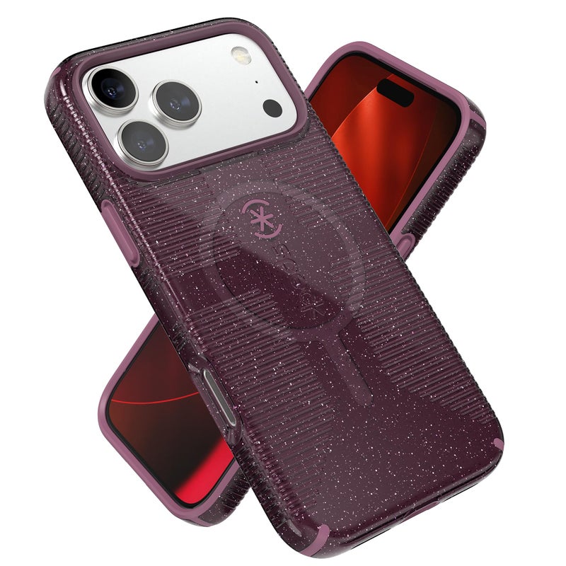Speck CANDYSHELL Grip MS Case for iPhone 17 Pro Max Plumberry Glitter Slim Protective Grip Drop Protection MagSafe Compatible - Image 2