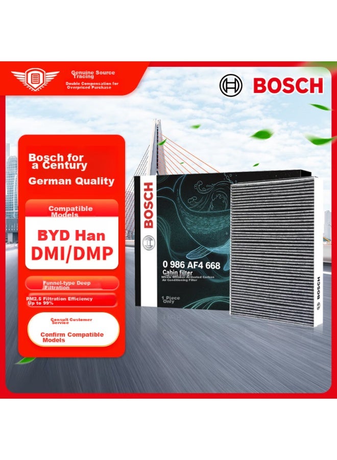 Bosch Activated Carbon Air Conditioning Filter, Car Air Conditioning Filter Element 4668, Compatible With Lynk & Co 06, Geely Yuanjing X6 - Image 1