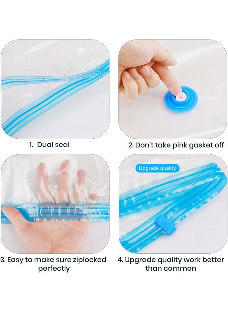 Genzy Vacuum Compression Storage Bags, 5 Pack Vacuum Bags (2L+2M+1J) with free Hand Pump, Vacuum Seal Bag for Clothes, Bedding, Blankets, Pillows, Seasonal Storage for Home & Travelling - Image 5
