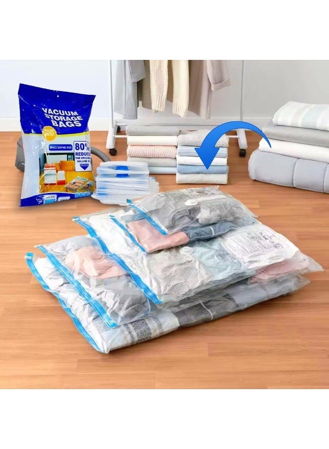 Genzy Vacuum Compression Storage Bags, 5 Pack Vacuum Bags (2L+2M+1J) with free Hand Pump, Vacuum Seal Bag for Clothes, Bedding, Blankets, Pillows, Seasonal Storage for Home & Travelling - Image 4