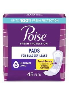 Incontinence Pads & Postpartum Incontinence Pads, 6 Drop Ultimate Absorbency, Long Length, 45 Count, Packaging May Vary
