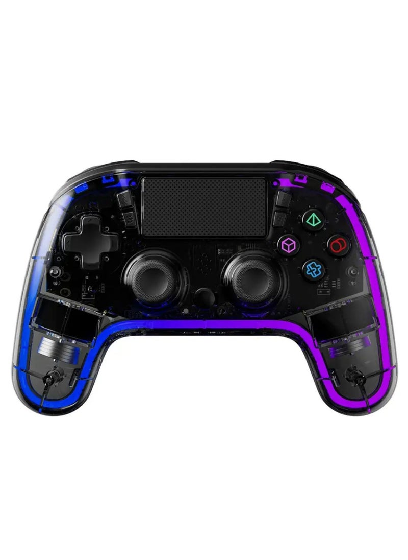 porodo Gaming PS4 Gamepad Transparent Controller, PS4, PS3, PC (D-INPUT, X-INPUT), iOS, Android Compatibility, 3.5mm TRRS Audio Jack, Type-C Charging Port, 6-16 Hours Working Time - Black  - Image 1