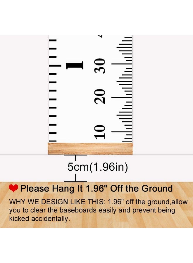 Mibote Baby Growth Height Chart Handing Ruler Wall Decor for Kids, Canvas Removable Height Growth Chart 79" x 7.9" (Black & White) - Image 2