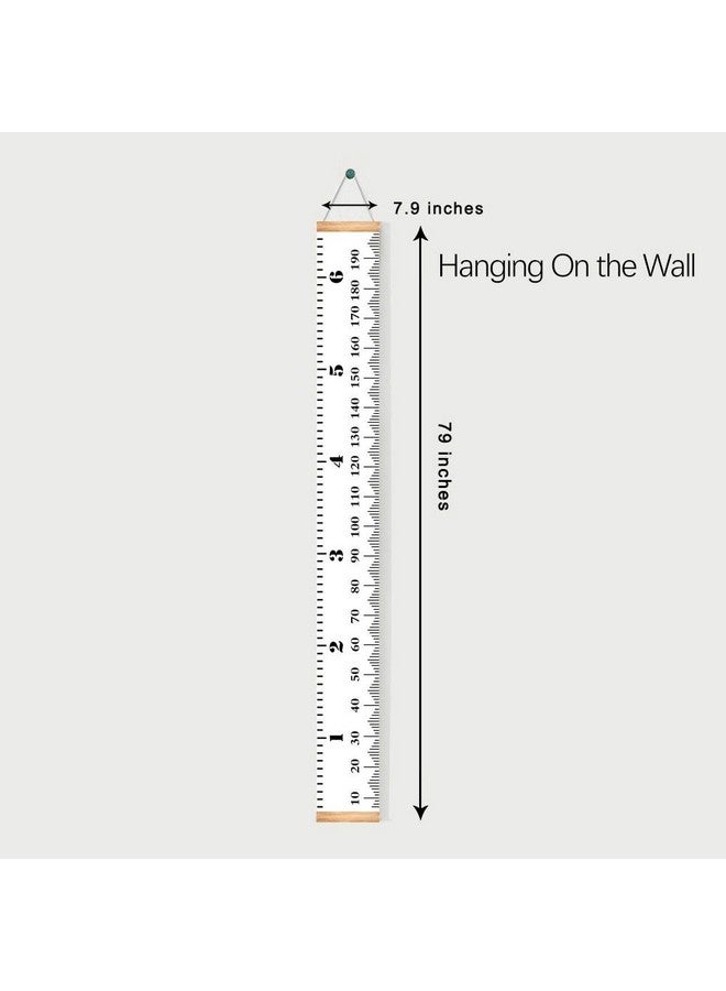 Mibote Baby Growth Height Chart Handing Ruler Wall Decor for Kids, Canvas Removable Height Growth Chart 79" x 7.9" (Black & White) - Image 4