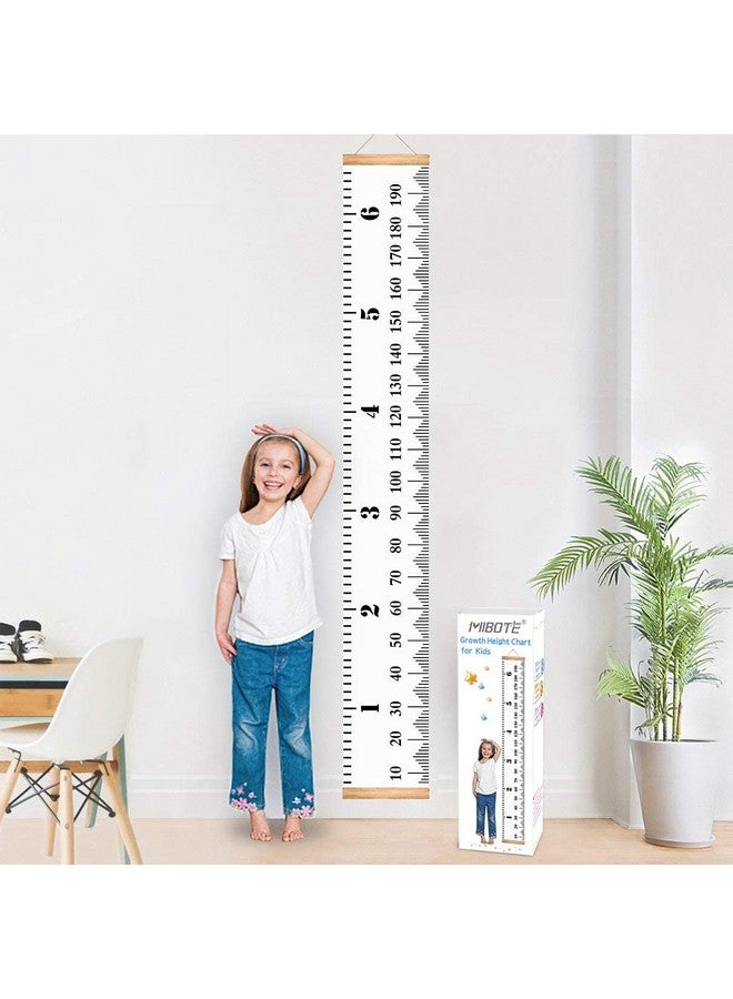 Mibote Baby Growth Height Chart Handing Ruler Wall Decor for Kids, Canvas Removable Height Growth Chart 79" x 7.9" (Black & White) - Image 1
