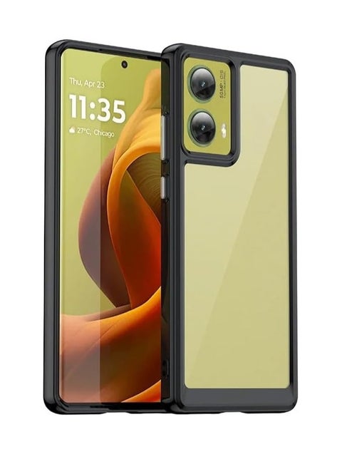 Case Compatible with Motorola Moto G85 5G 2024, Ultra-thin Anti-scratch Transparent Clear Colorful Protective Case Soft TPU Frame Hard Back Cover for Moto G85 (Black)
