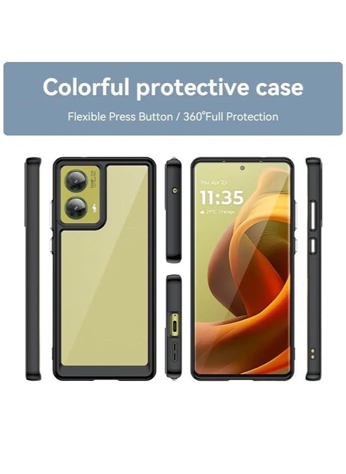Case Compatible with Motorola Moto G85 5G 2024, Ultra-thin Anti-scratch Transparent Clear Colorful Protective Case Soft TPU Frame Hard Back Cover for Moto G85 (Black)