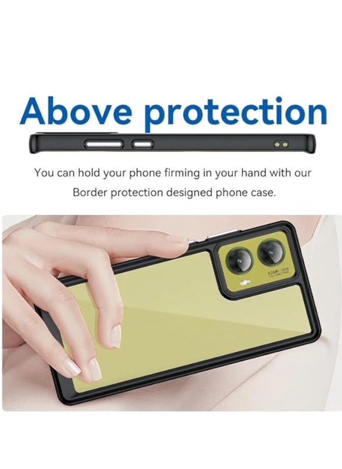 Case Compatible with Motorola Moto G85 5G 2024, Ultra-thin Anti-scratch Transparent Clear Colorful Protective Case Soft TPU Frame Hard Back Cover for Moto G85 (Black)