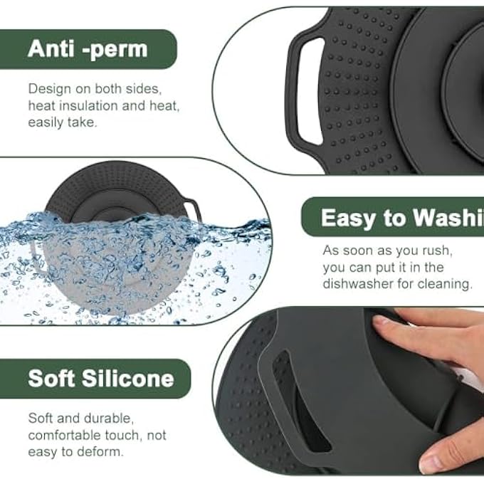 NALACAL غطاء وعاء مانع للانسكاب، غطاء سيليكون مانع للانسكاب قابل لإعادة الاستخدام، غطاء مانع للانسكاب متعدد الوظائف، غطاء مانع للفائض للمقالي والأواني، غطاء مانع للفائض للمطبخ، مقاس 118 بوصة - Image 5