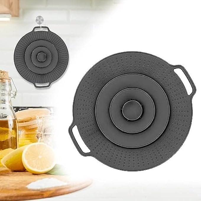 NALACAL غطاء وعاء مانع للانسكاب، غطاء سيليكون مانع للانسكاب قابل لإعادة الاستخدام، غطاء مانع للانسكاب متعدد الوظائف، غطاء مانع للفائض للمقالي والأواني، غطاء مانع للفائض للمطبخ، مقاس 118 بوصة - Image 2