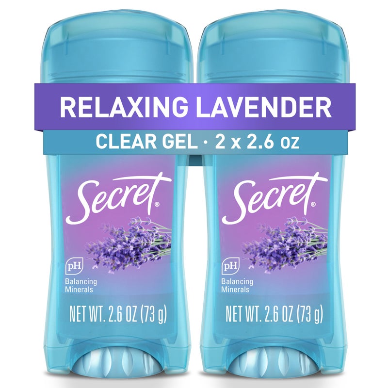 Secret Fresh Antiperspirant Deodorant for Women, 72hr Breathable Sweat & Odor Protection, Instant Freshness & Gentle, PH Balancing Minerals, Clear Gel, Relaxing Lavender Scent, 2.6 oz (Pack of 2) - Image 1