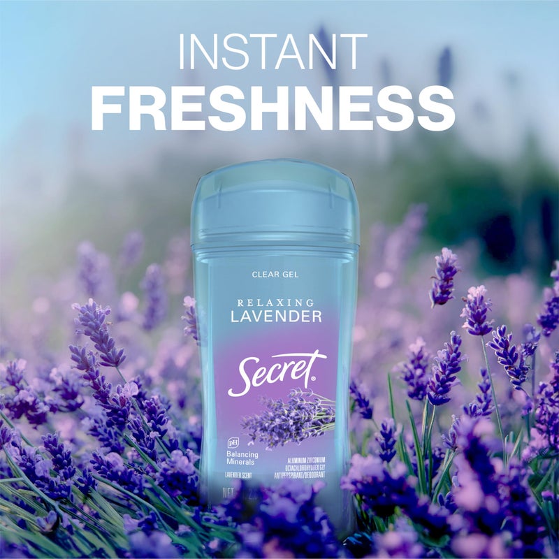 Secret Fresh Antiperspirant Deodorant for Women, 72hr Breathable Sweat & Odor Protection, Instant Freshness & Gentle, PH Balancing Minerals, Clear Gel, Relaxing Lavender Scent, 2.6 oz (Pack of 2) - Image 5
