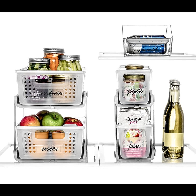 madesmart Premium Antimicrobial 2-Tier Mini Organizer Multi-Purpose Slide-Out Storage with Handles and Dividers for Home and Bath  Pack of 1  Frost - Image 4