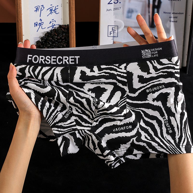 Trendy Zebra-Pattern New Men'S Pure Cotton Underwear, Large Size Boxer Briefs For Young Men, Comfortable And Breathable Mid-Rise Men'S Briefs - Image 2