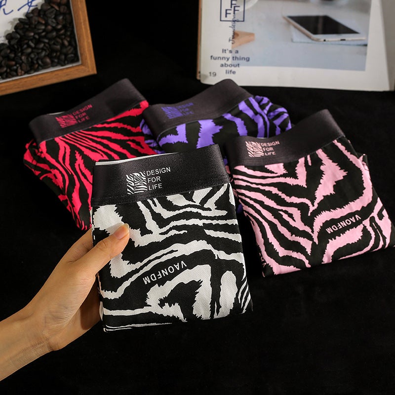 Trendy Zebra-Pattern New Men'S Pure Cotton Underwear, Large Size Boxer Briefs For Young Men, Comfortable And Breathable Mid-Rise Men'S Briefs - Image 4