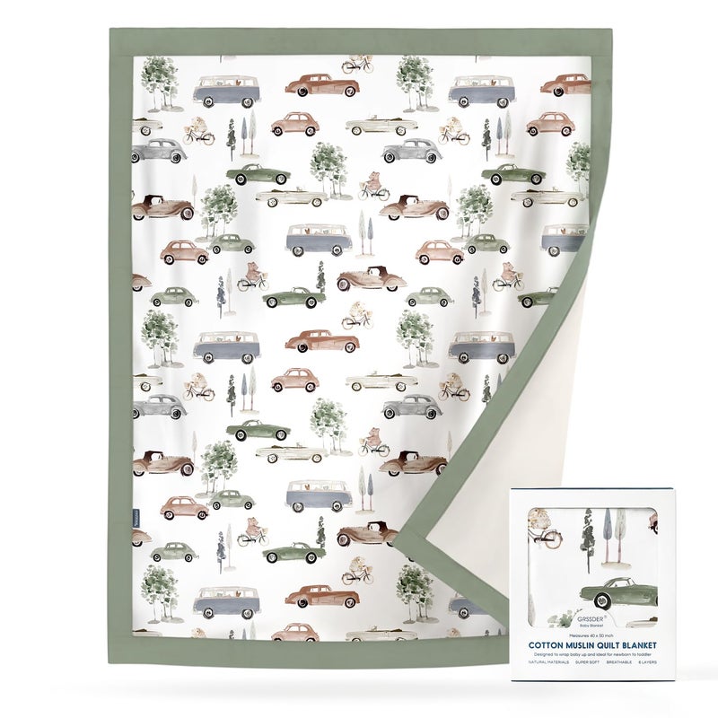 GRSSDER COTTON MASLON ANCILT DELLAYT - بطانيات شاشية ناعمة وذات حريرية ناعمة ومتنفس لألواح الأطفال الصغار والأطفال الصغار 6 طبقات قابلة للانعكاس لجميع المواسم 40 "× 50" " - Image 1