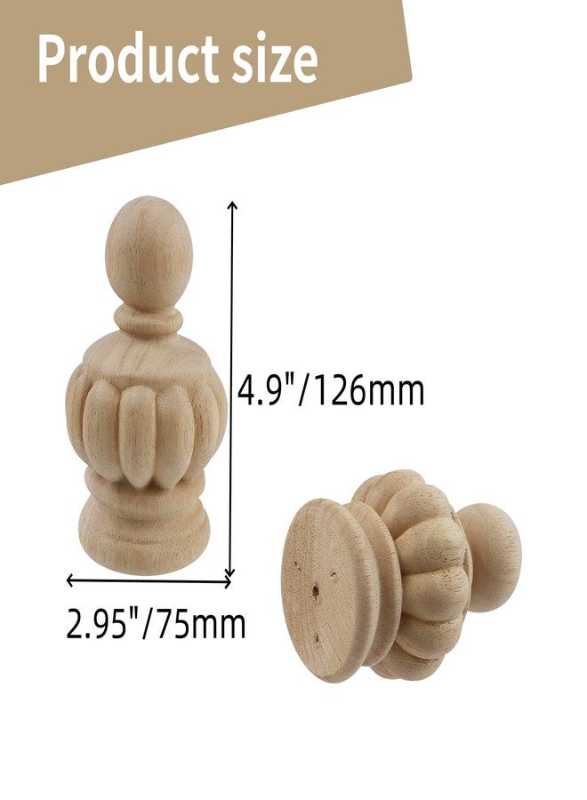 Chinflly Decorative Wood Finials,4.9" Tall x 2.95" Wide for Bed Post Finials Curtain Rod Staircases DIY Crafts Unfinished Wooden Finials for Indoor Use Home Deoration,Type-1 - Image 2