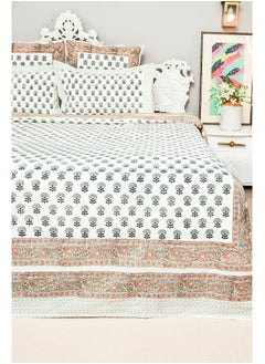 OJARIYA King Size Black And White Pure Organic Cotton Bed Sheet (with 250 TC) And Pillow Covers Hand Block Printed  - Image 1