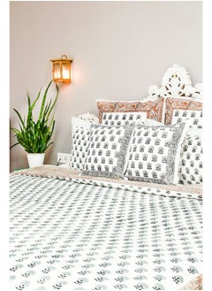 OJARIYA King Size Black And White Pure Organic Cotton Bed Sheet (with 250 TC) And Pillow Covers Hand Block Printed  - Image 2